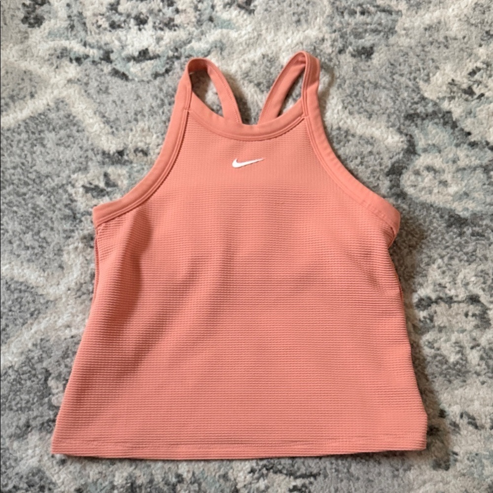 Nike Girls’ High Neck Waffle Textured Tank Top in Apricot